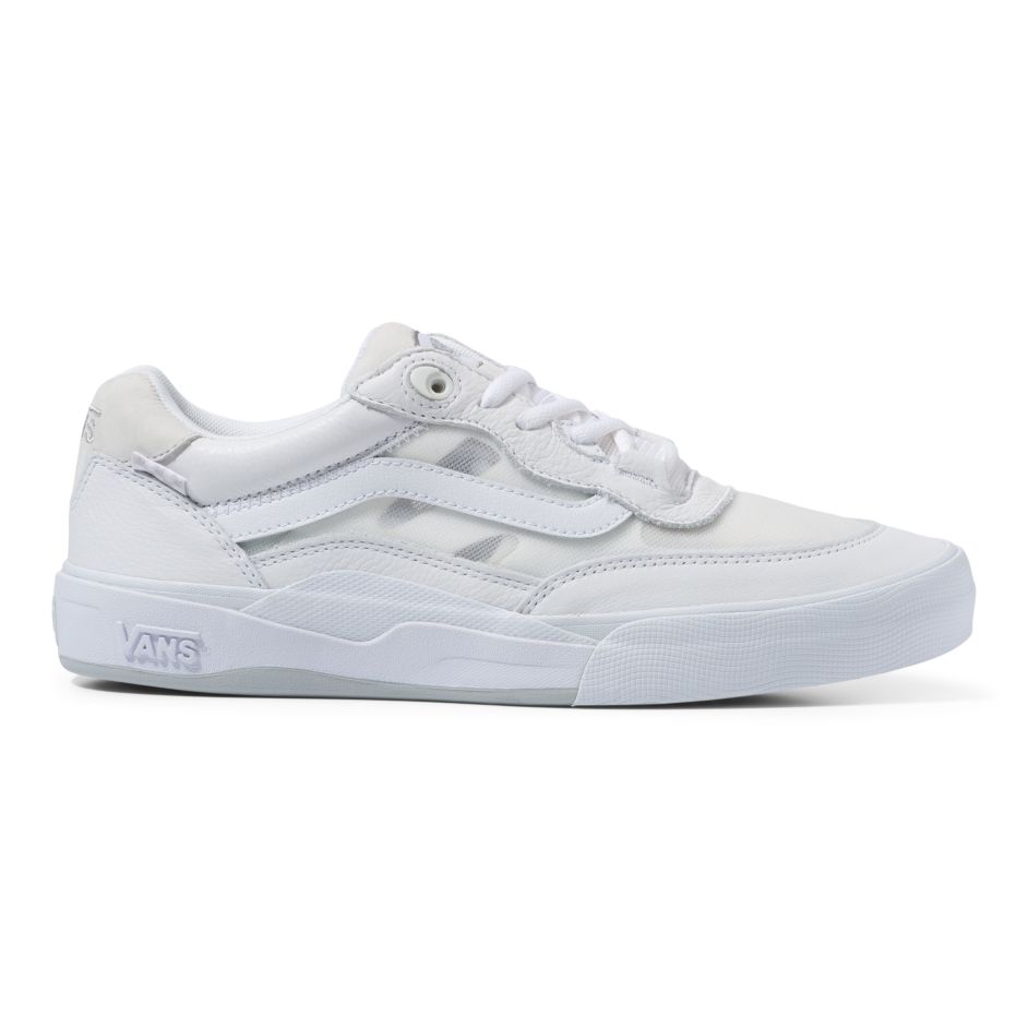 White Leather Vans Wayvee Skateboard Shoe