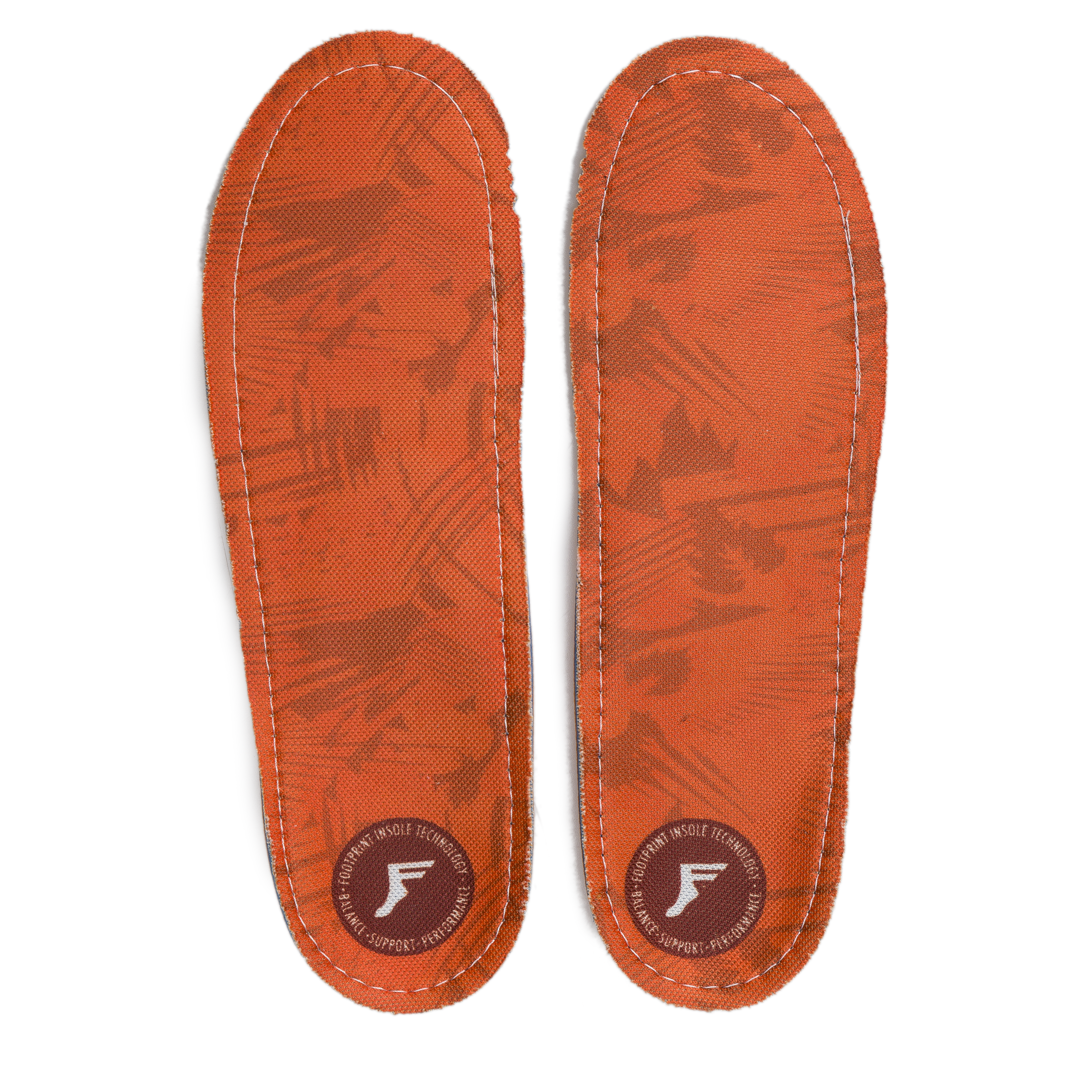 Orange Camo Kingfoam Footprint Orthotic Insoles