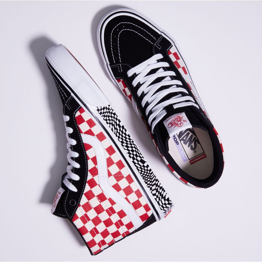 Black/Red Checkerboard 84' Jeff Grosso Vans Skate Sk8-hi Skateboard shoe Top