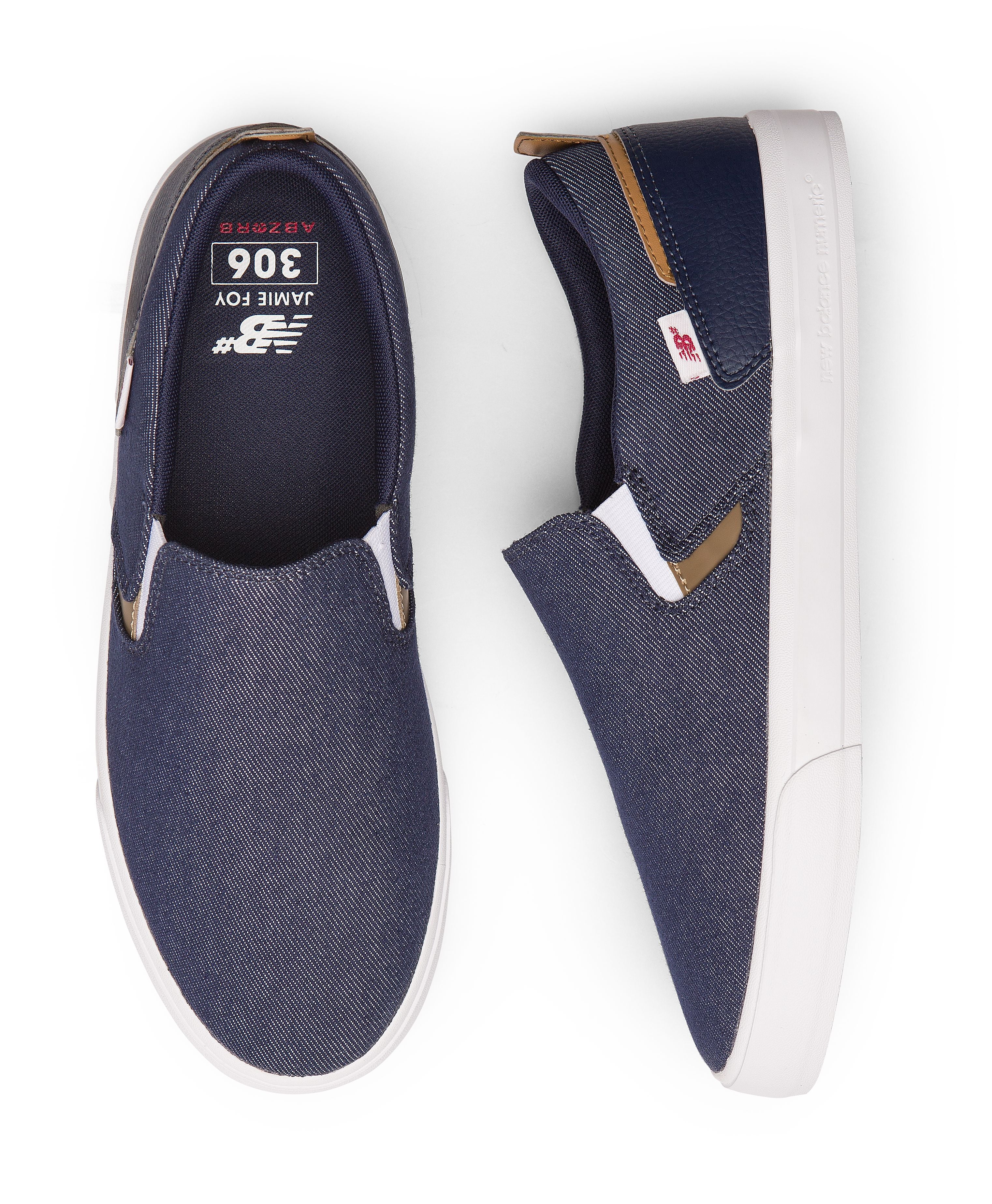 Navy/White Denim Jamie Foy Laceless NB Numeric Skateboard Shoe Top