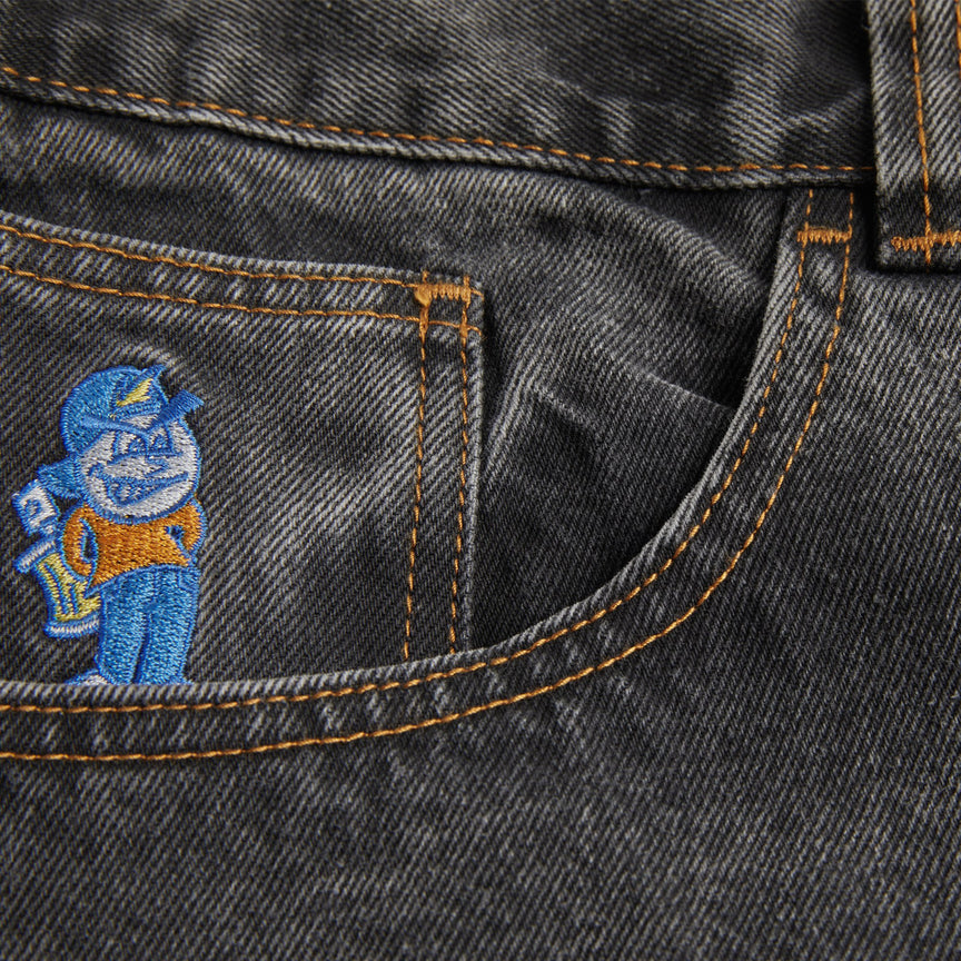 Washed Black Polar 93' Baggy Denim Detail