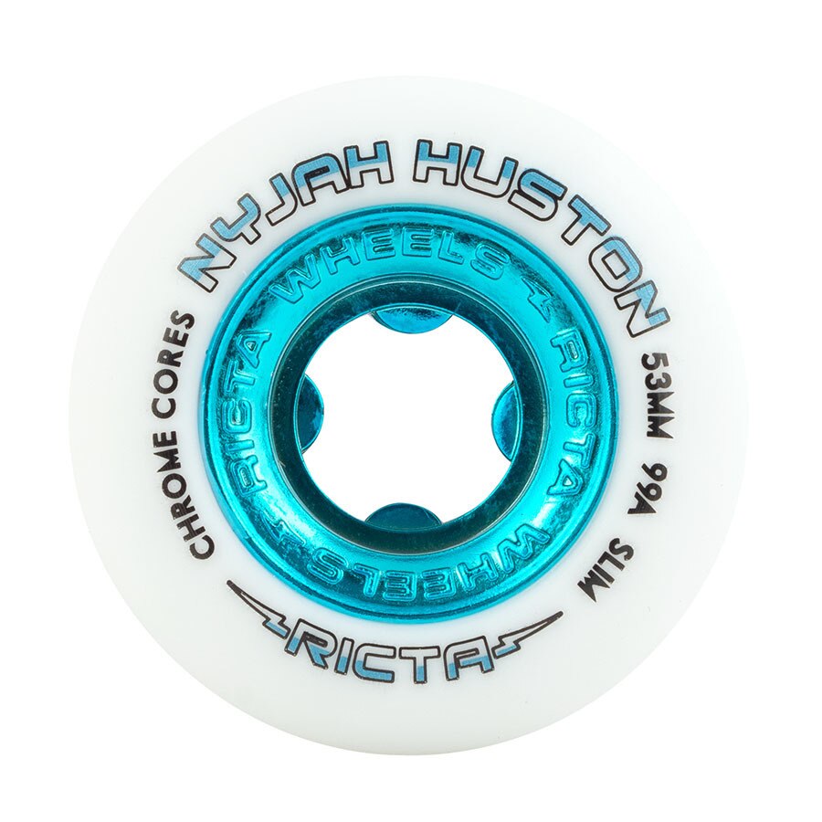 Ricta 99a Nyjah Huston Chrome Core Slim Skateboard Wheels - White/Teal