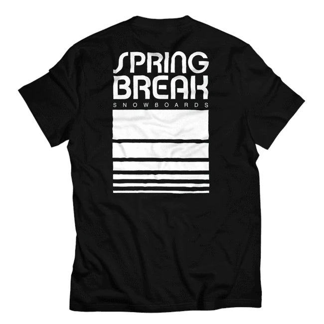 Black Spring Break Tropical Snowboard T-Shirt Back