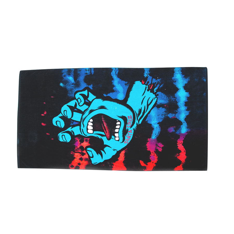 Black Tie Dye Screaming Hand Santa Cruz Skateboards Beach Towel