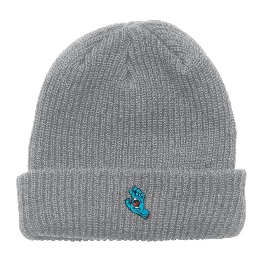 Santa Cruz Screaming Hand Long Shoreman Ribbed Beanie - Grey