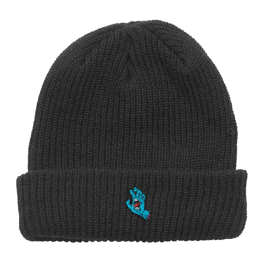 Santa Cruz Screaming Hand Long Shoreman Ribbed Beanie - Black