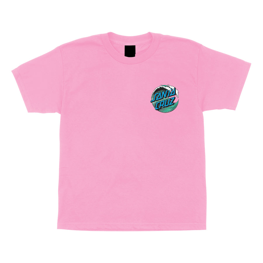 Pink Youth Kids Santa Cruz Wave Dot T-shirt Front