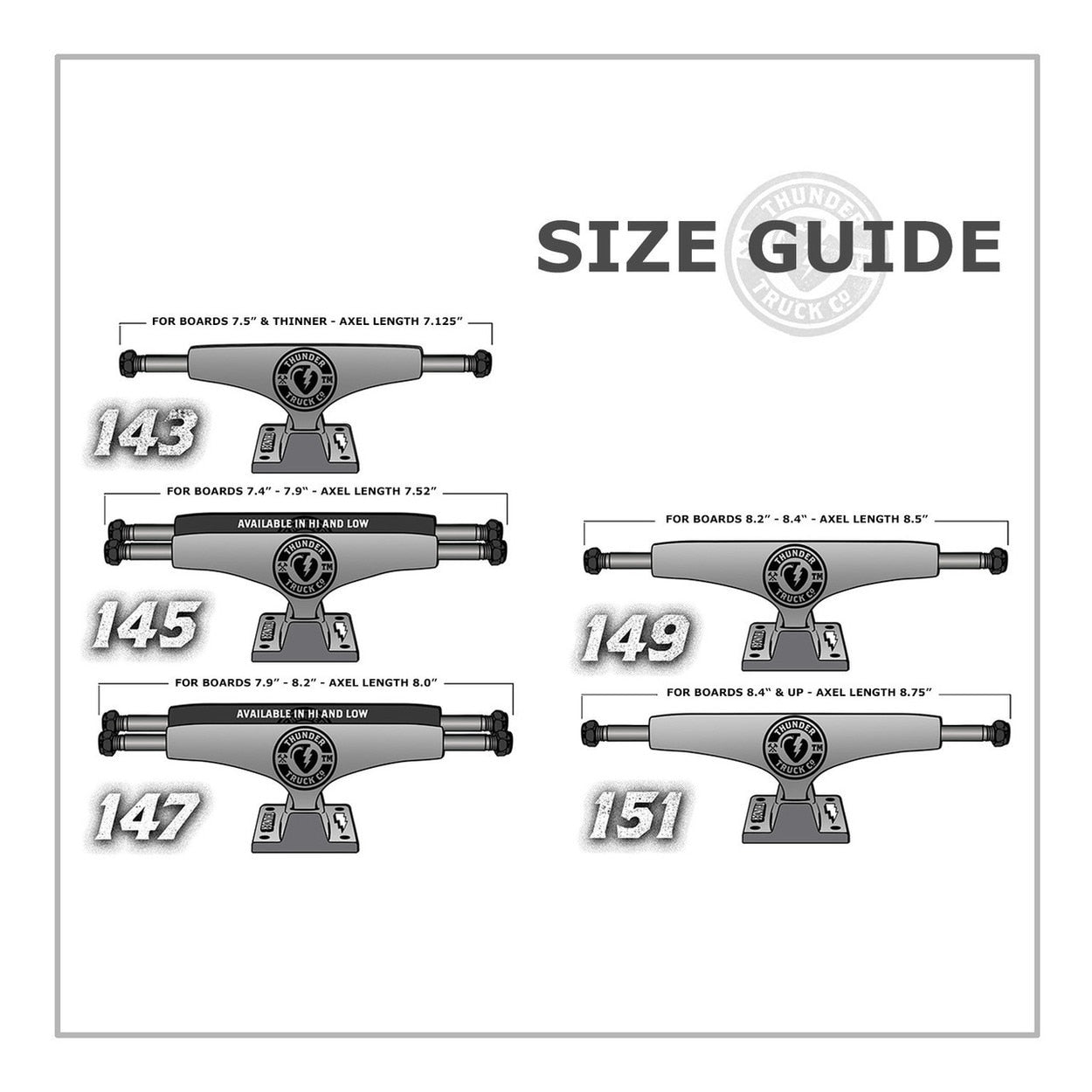 Thunder Gunmetal Team Hollows Skateboard Trucks - Hi 149