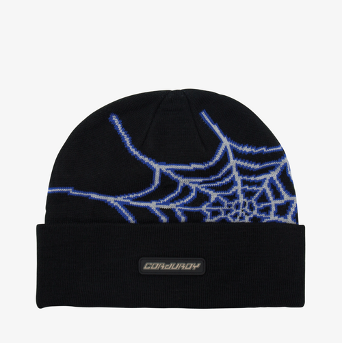 Black Web Corduroy Snowboard Beanie