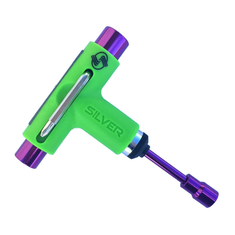 Silver X Exodus Ratchet Skateboard Tool - Green/Purple