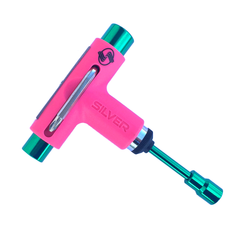 Silver X Exodus Ratchet Skateboard Tool - Pink/Green