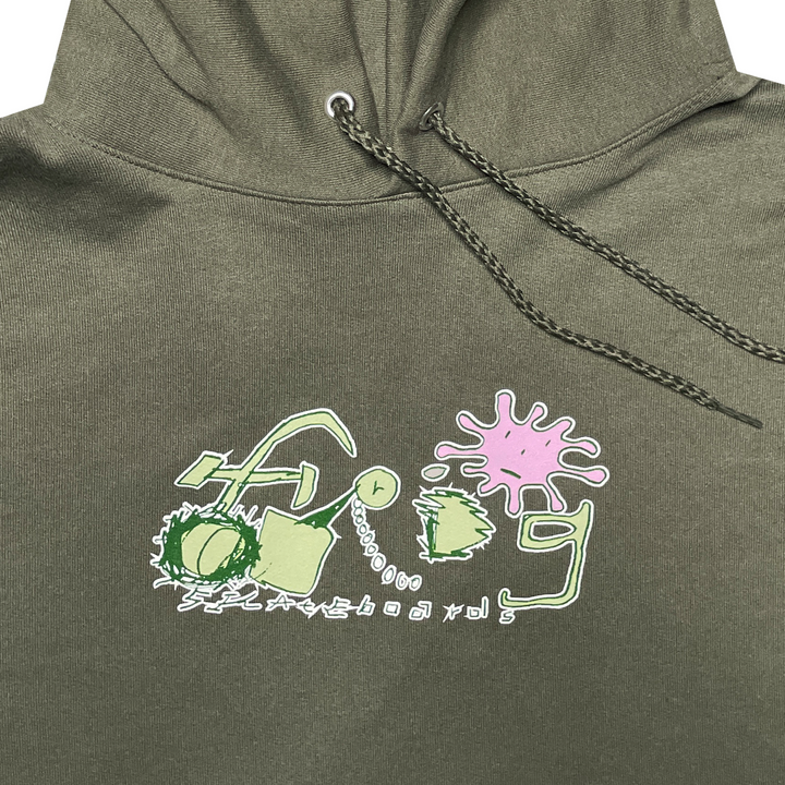 Olive Splat Logo Frog Skateboards Hoodie Detail