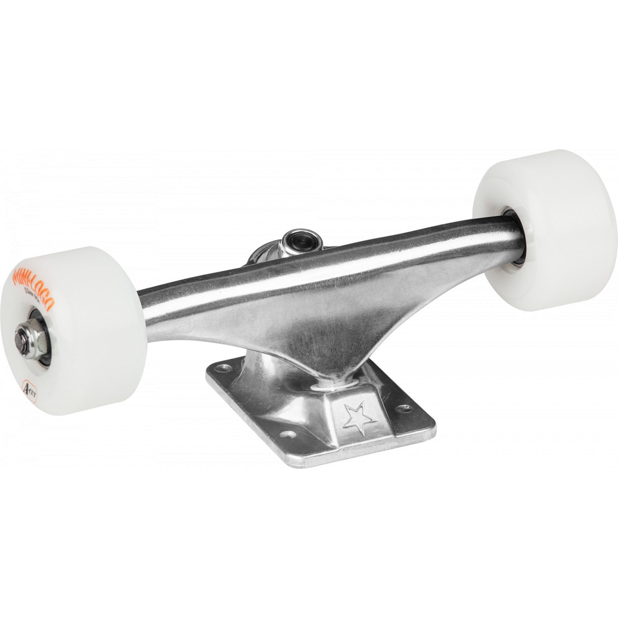 Mini Logo Raw Skateboard Trucks W/ A-Cut 53mm White Wheels and ML Bearings - Set of 2