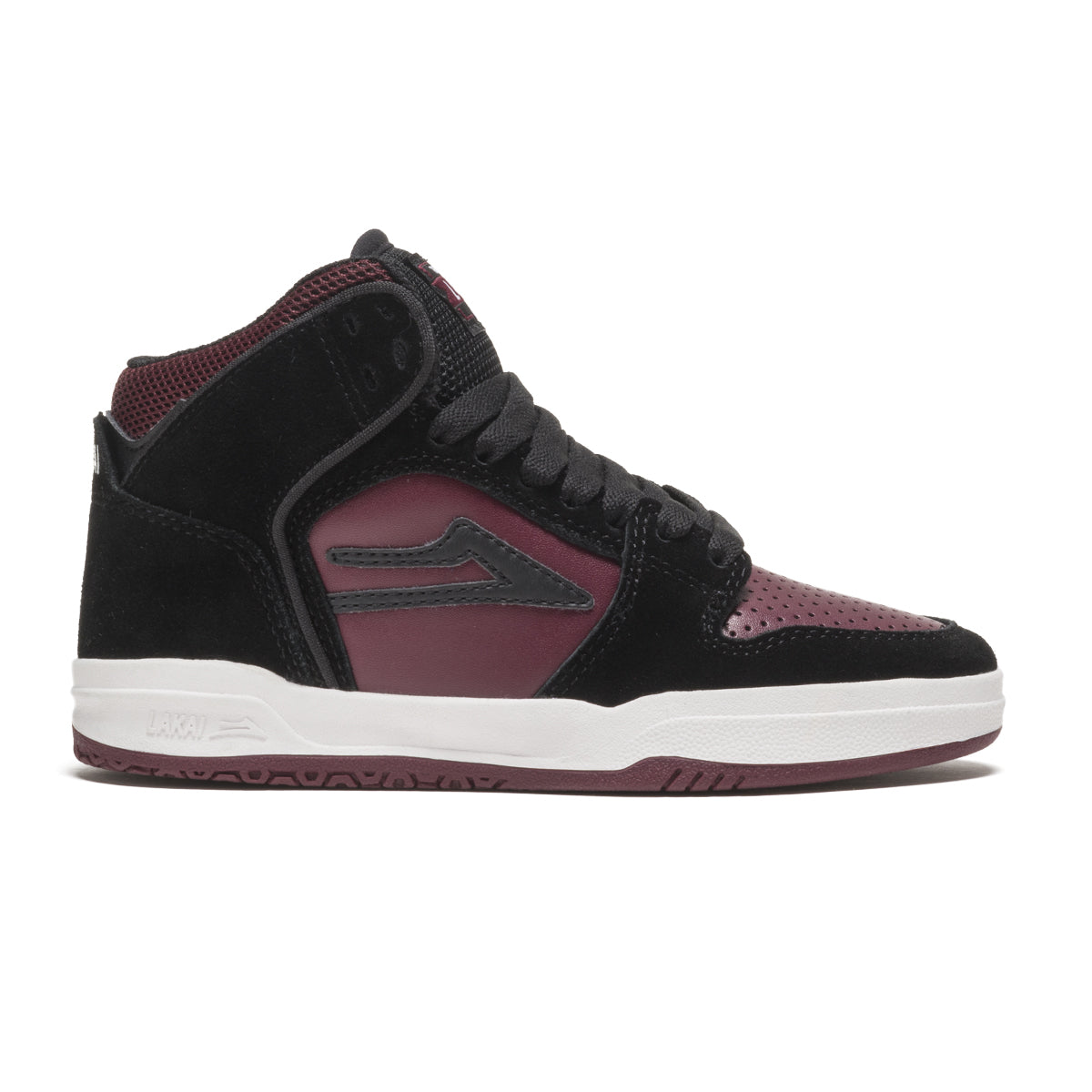 Black/Burgundy Kids Telford Lakai Skateboard Shoe