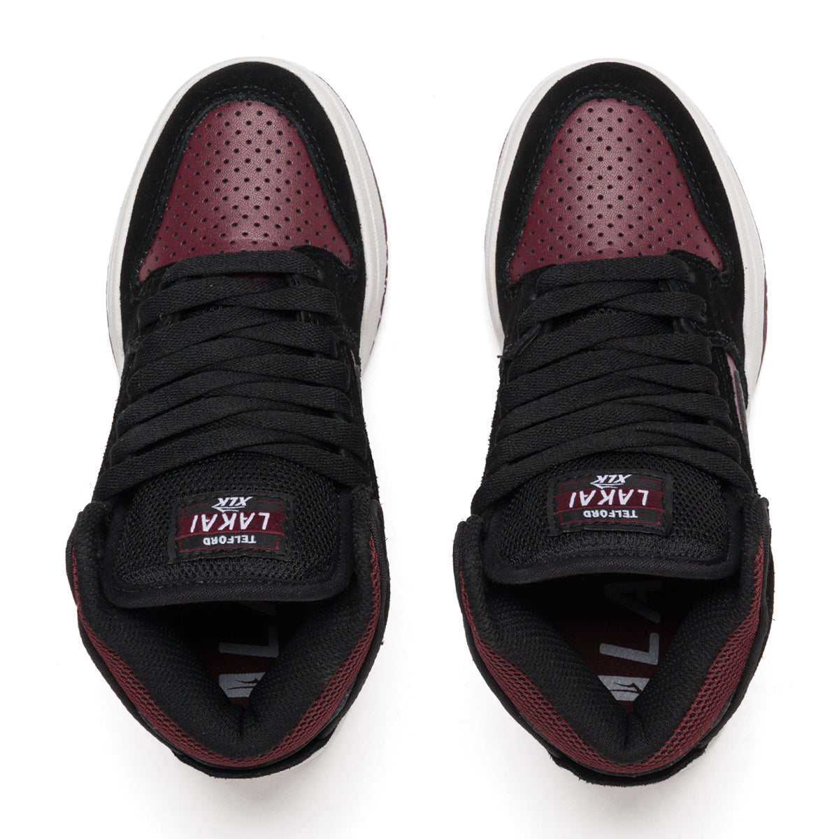 Black/Burgundy Kids Telford Lakai Skateboard Shoe Top