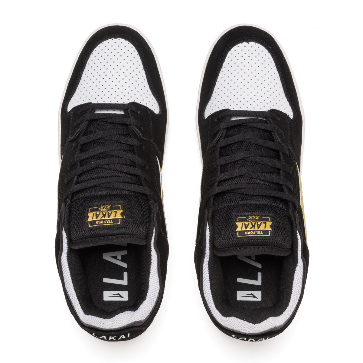 Black/Gold Telford Low Lakai Skateboard Shoe Top