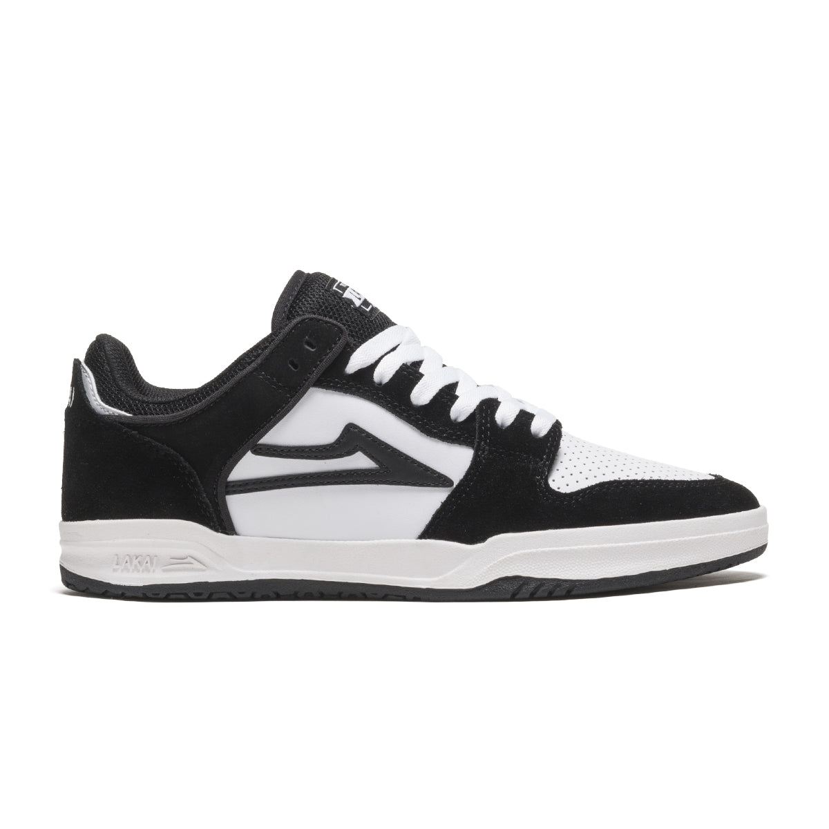 Black/White Suede Lakai Telford Low Skateboard Shoe