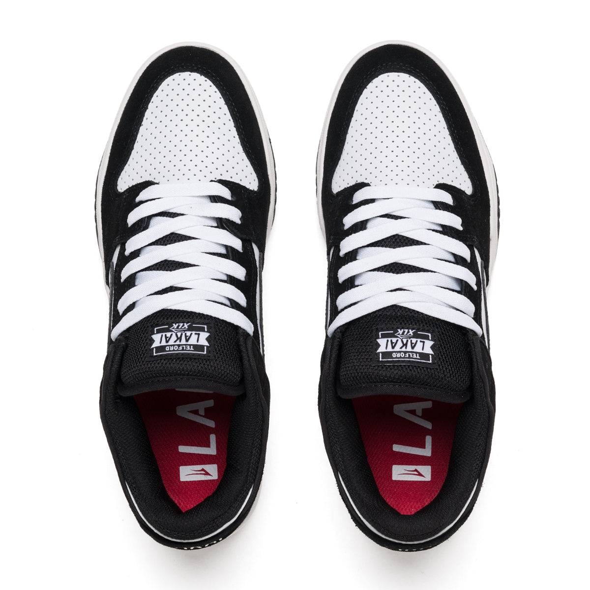 Black/White Suede Lakai Telford Low Skateboard Shoe Top