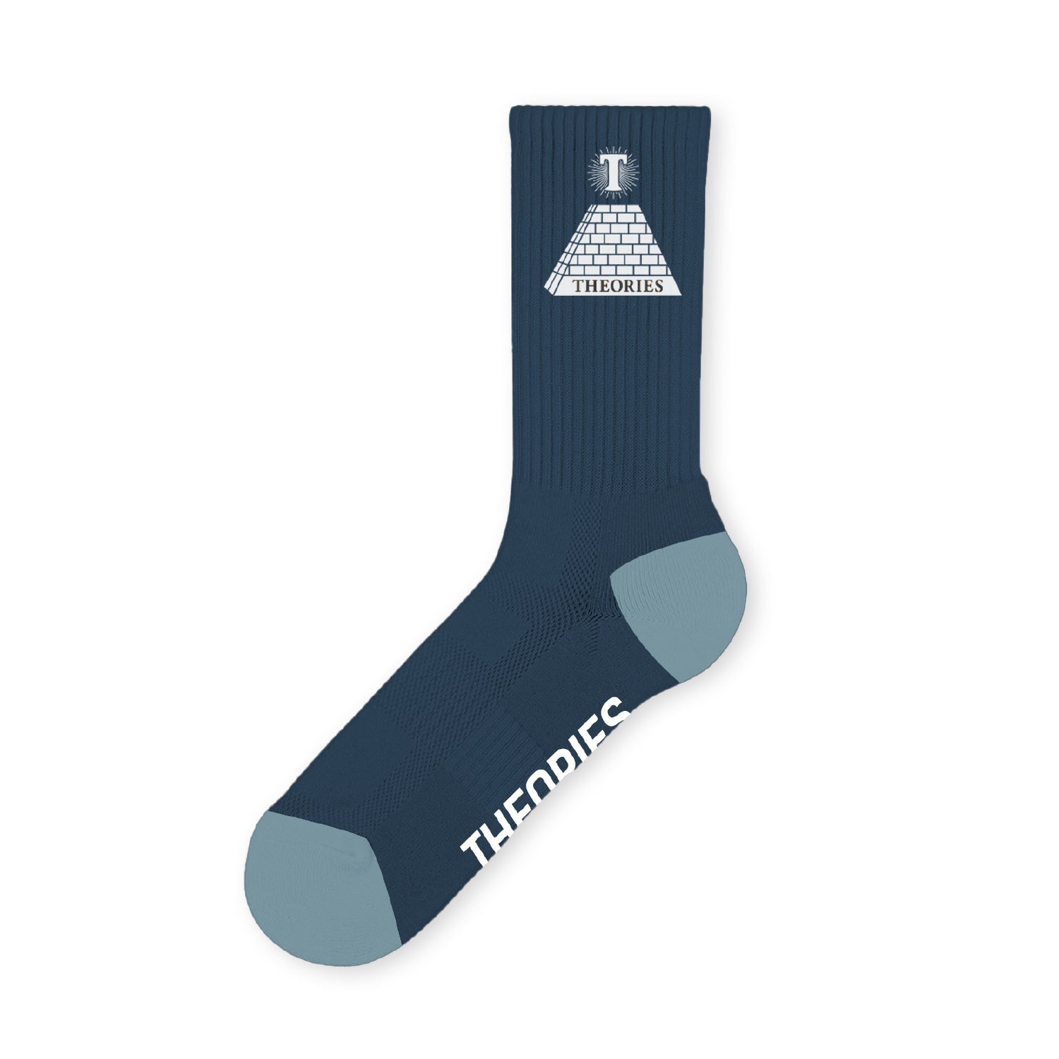 Harbor Blue Theoramid Theories Brand Crew Socks