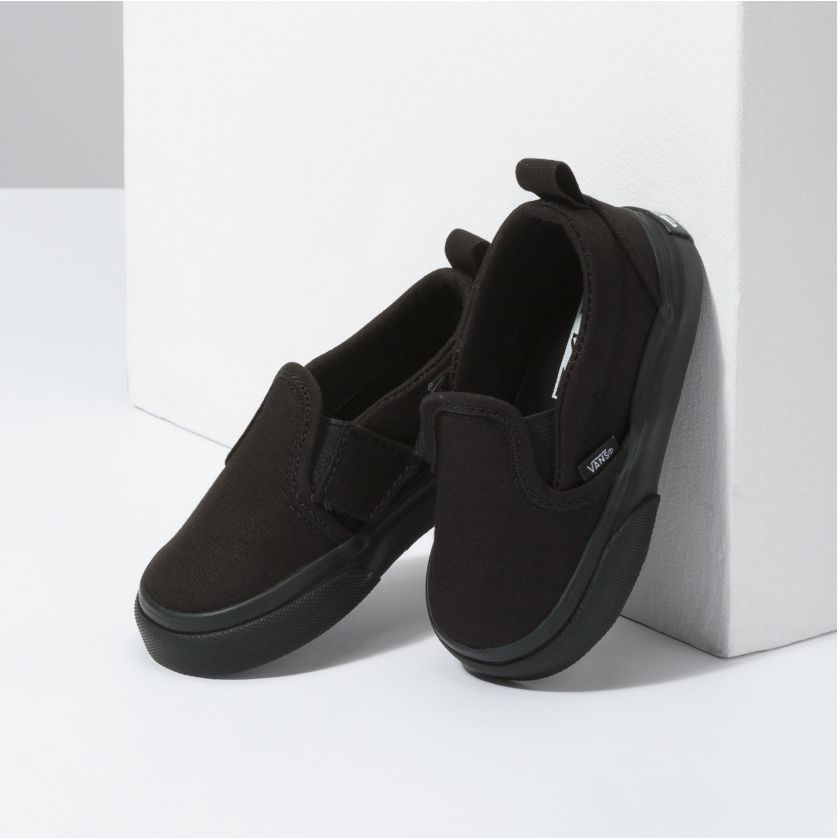 Black/Black Toddler Slip-On V Vans Skate Shoes Side
