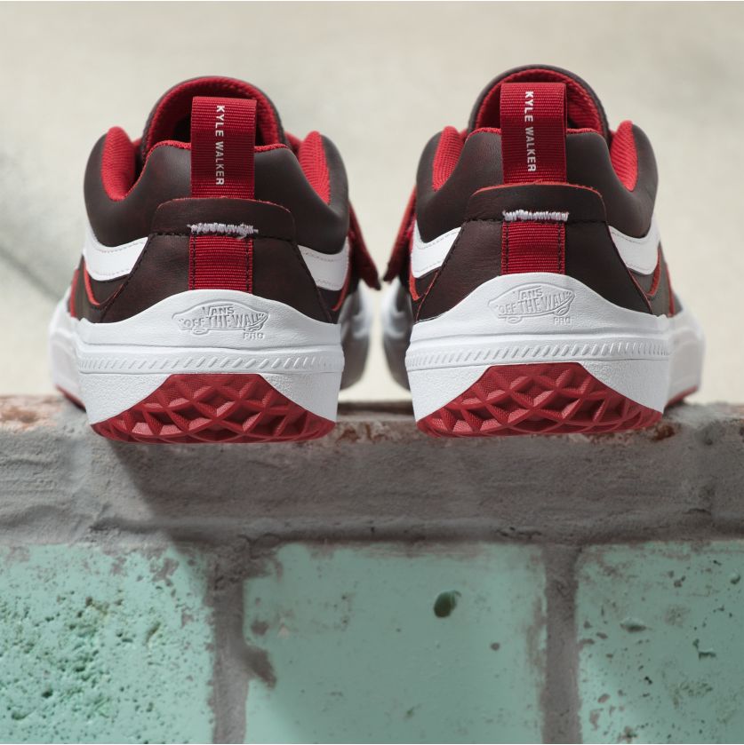 Red Leather Kyle Walker Pro 2 Vans Skateboard Shoe Back