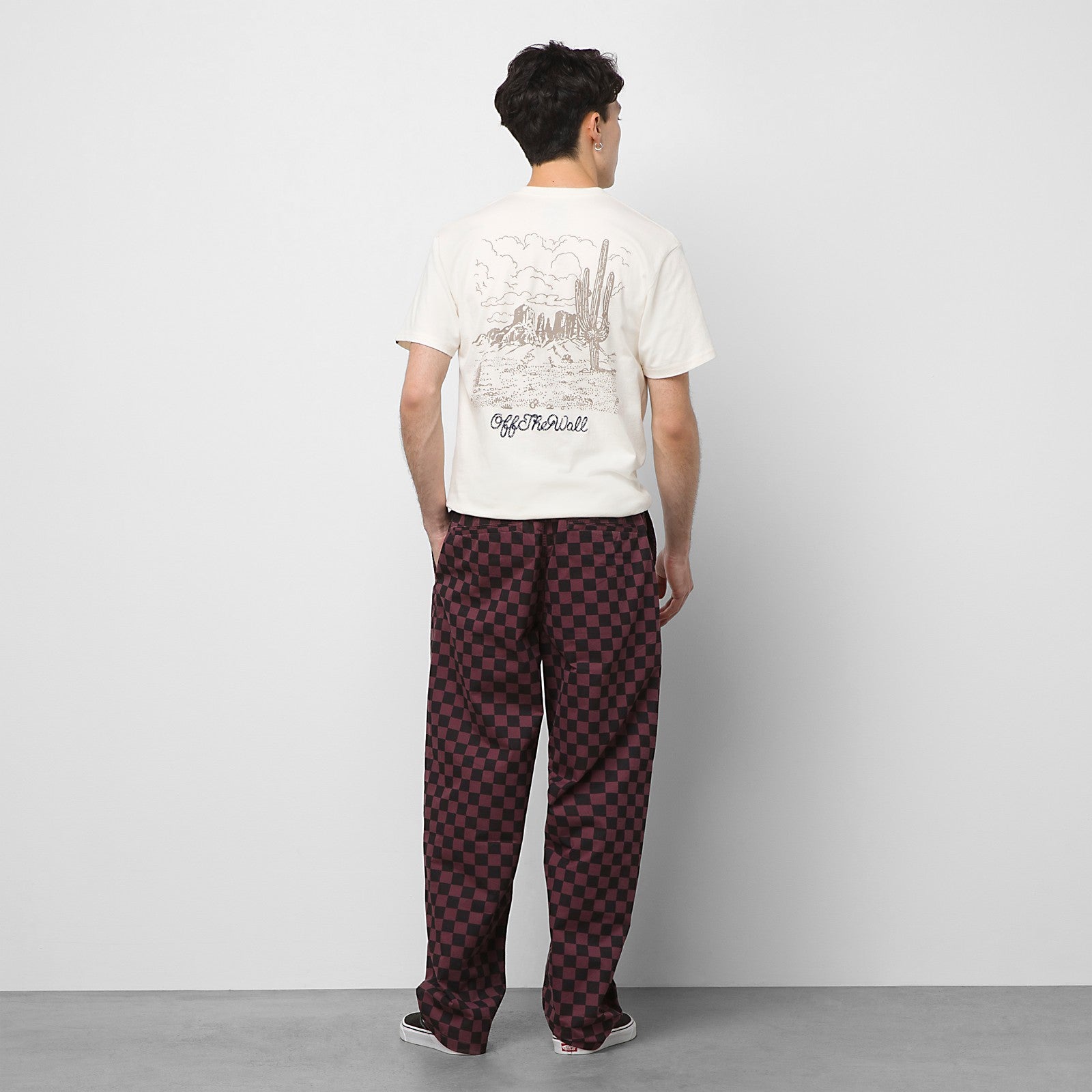 Catawba Grape/Black Baggy Vans Elastic Checkerboard Pants Back