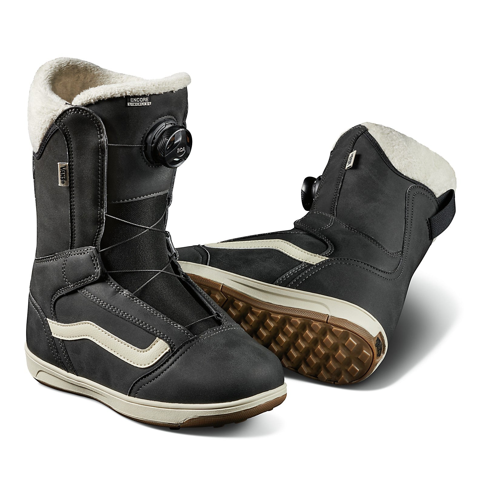 Black/Brown 2023 Encore Linerless Women's Vans Snowboard Boots Side