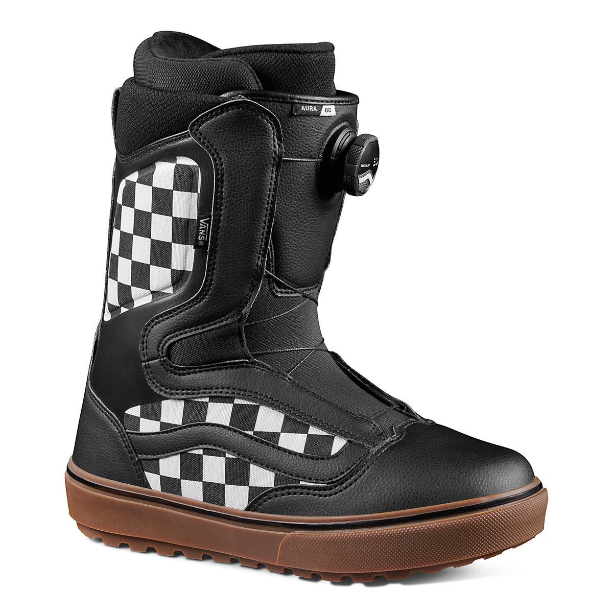 Vans Checkerboard Aura OG Snowboard Boots - Black/Gum display picture 3