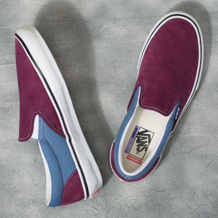 Blue/Mauve Wine Vans Skate Slip On Top