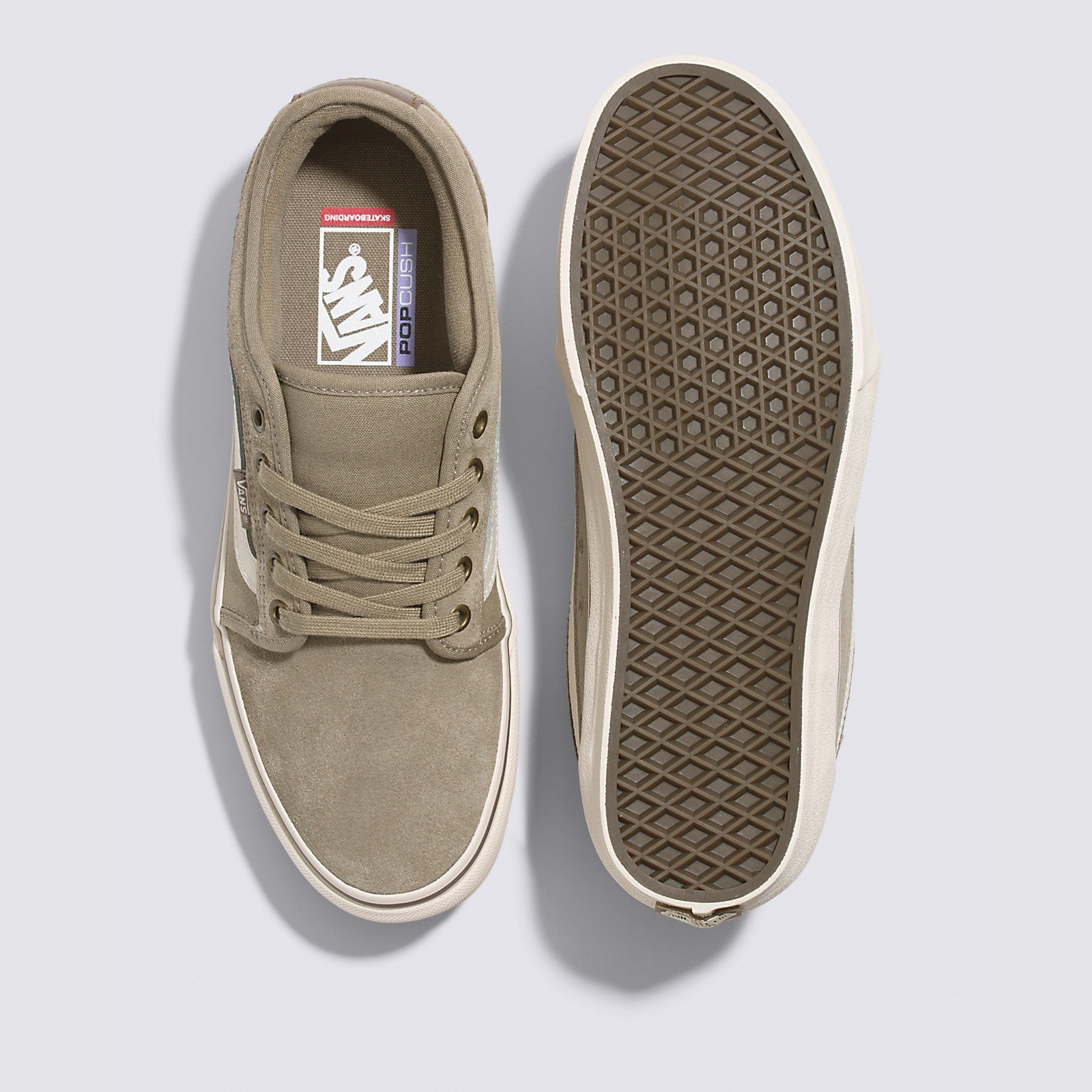 Mocha Chukka Low Sidestripe Vans Skate Shoe Top and Bottom