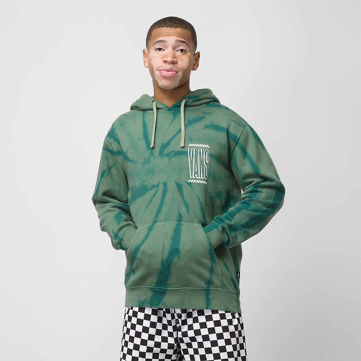 Vans Tall Type Tie Dye Pullover Hoodie - Duck Green/Deep Teal