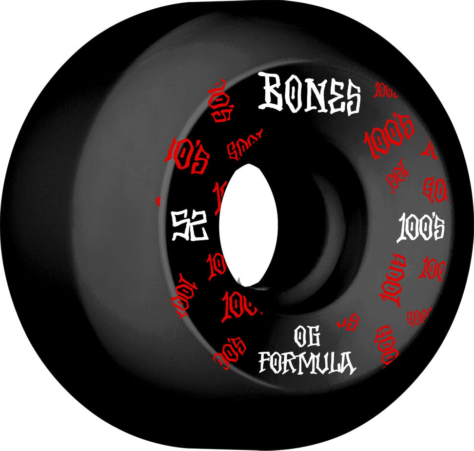 Black V5 Sidecut Bones 100s OG Skateboard Wheels