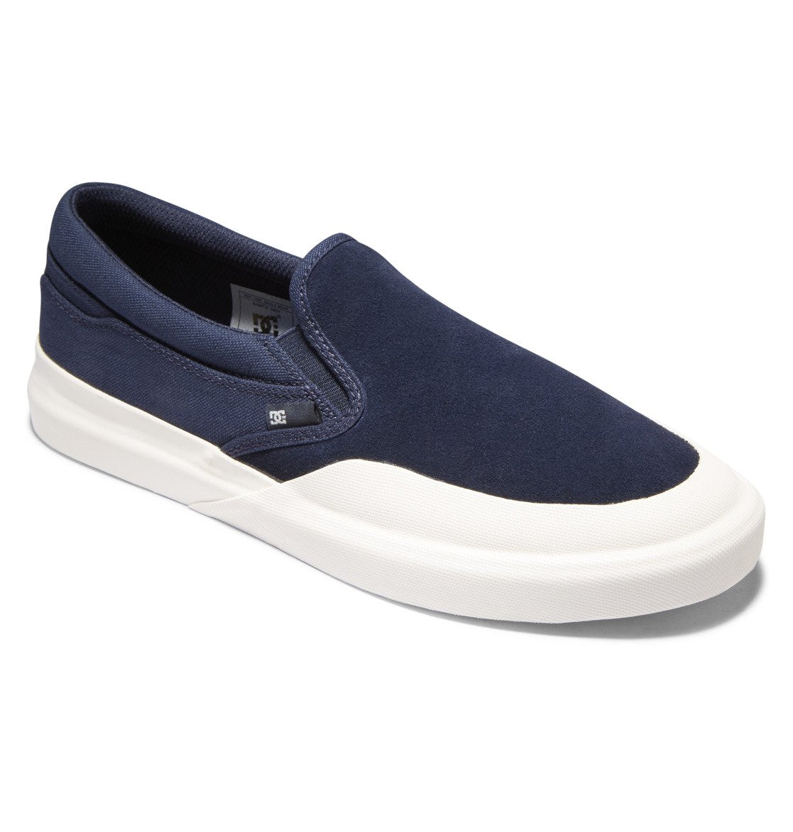Navy Infinite DC Slip On Skateboard Shoe Front