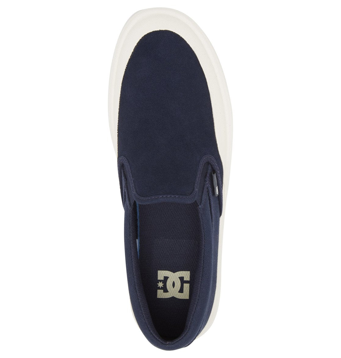 Navy Infinite DC Slip On Skateboard Shoe Top