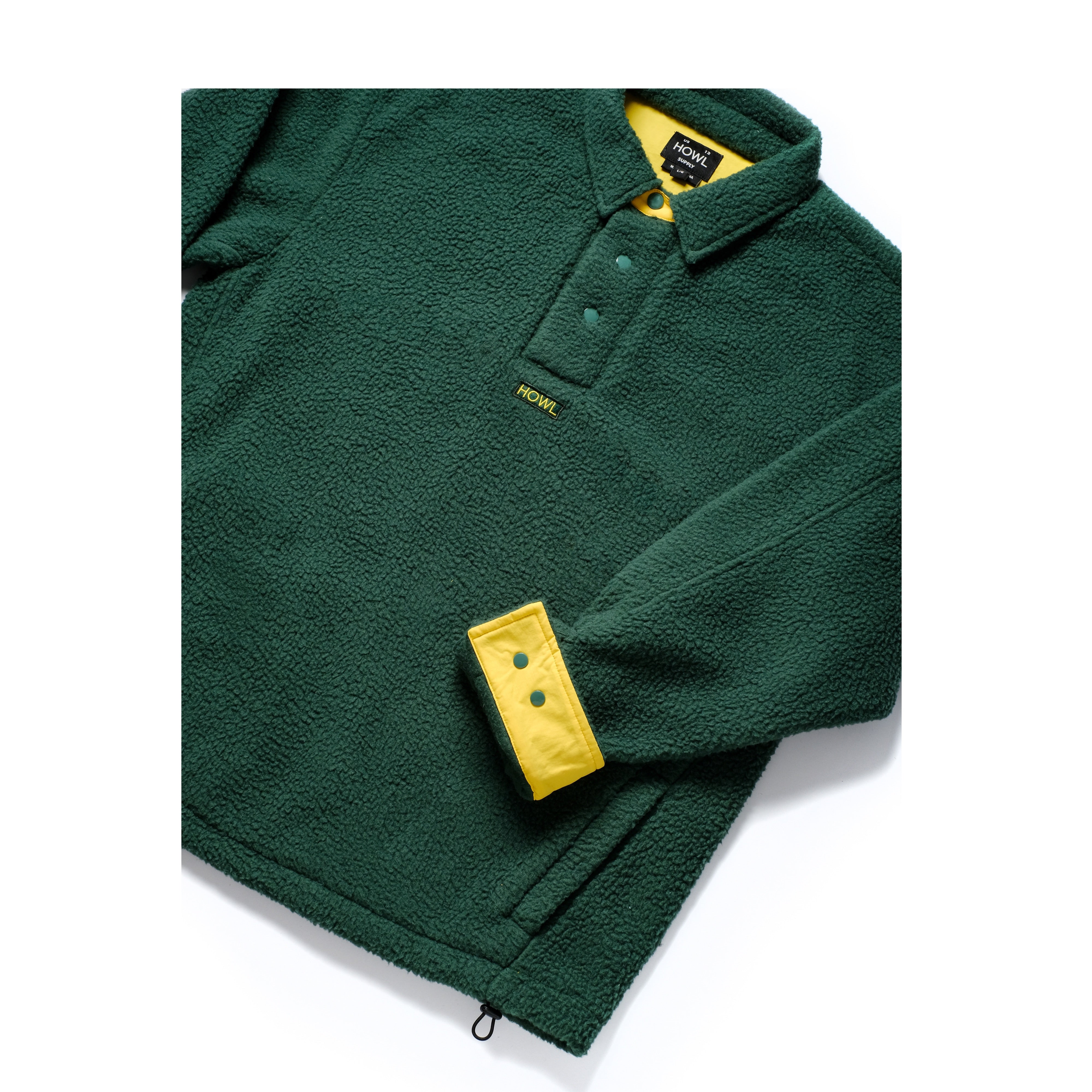 Green Fleece Howl Supply Henley Detail