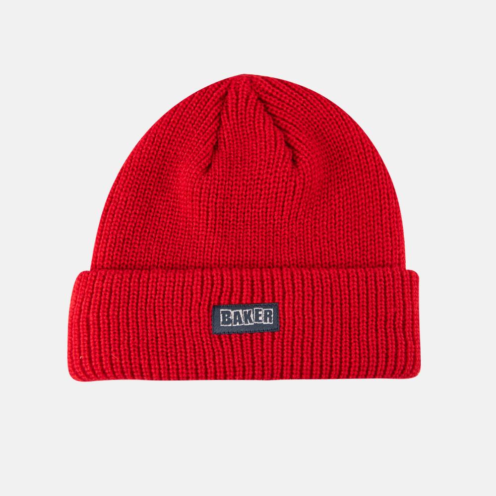 Red Brand Logo Baker Skateboards Beanie