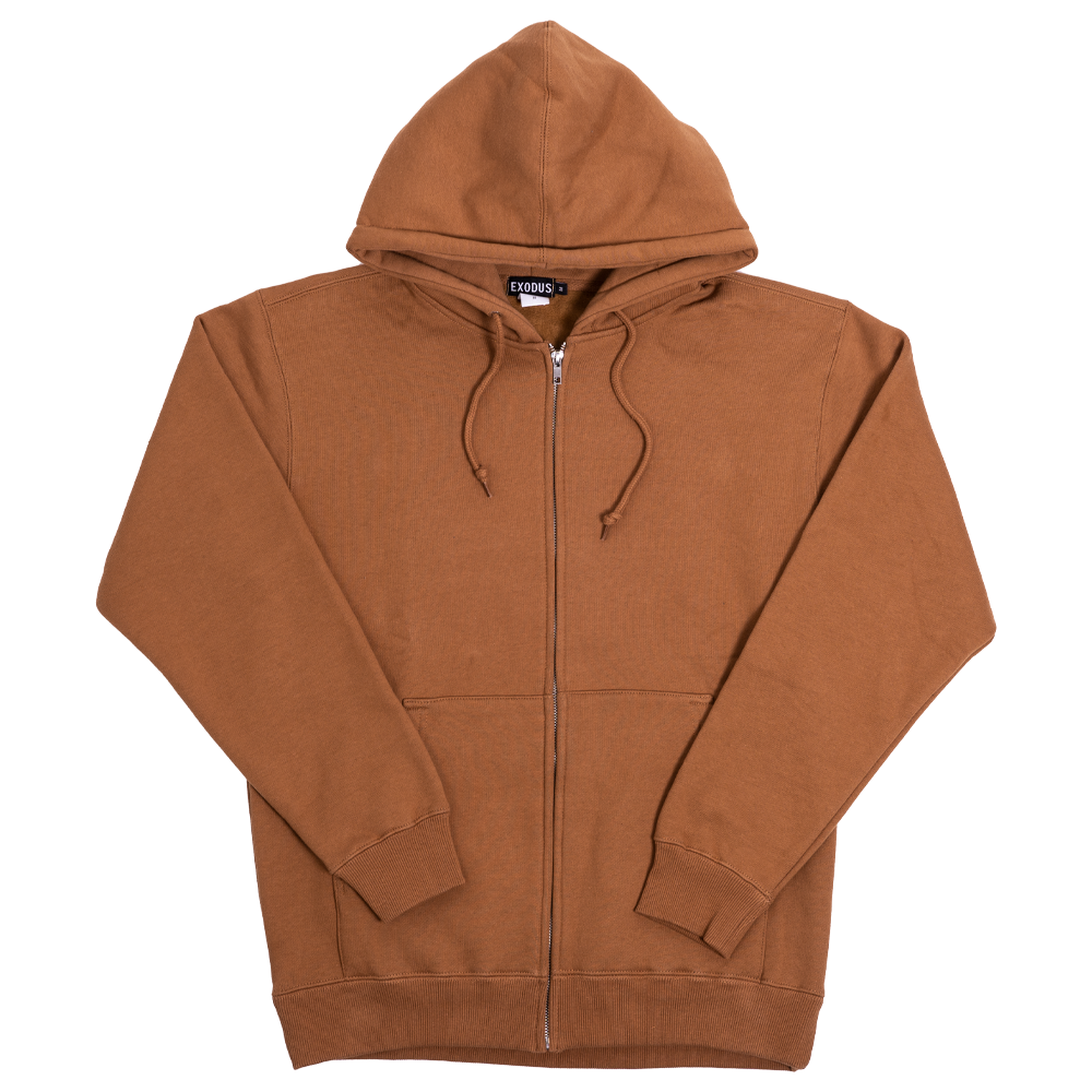 Brown Exodus Ski Mask Zip Up Hoodie Front