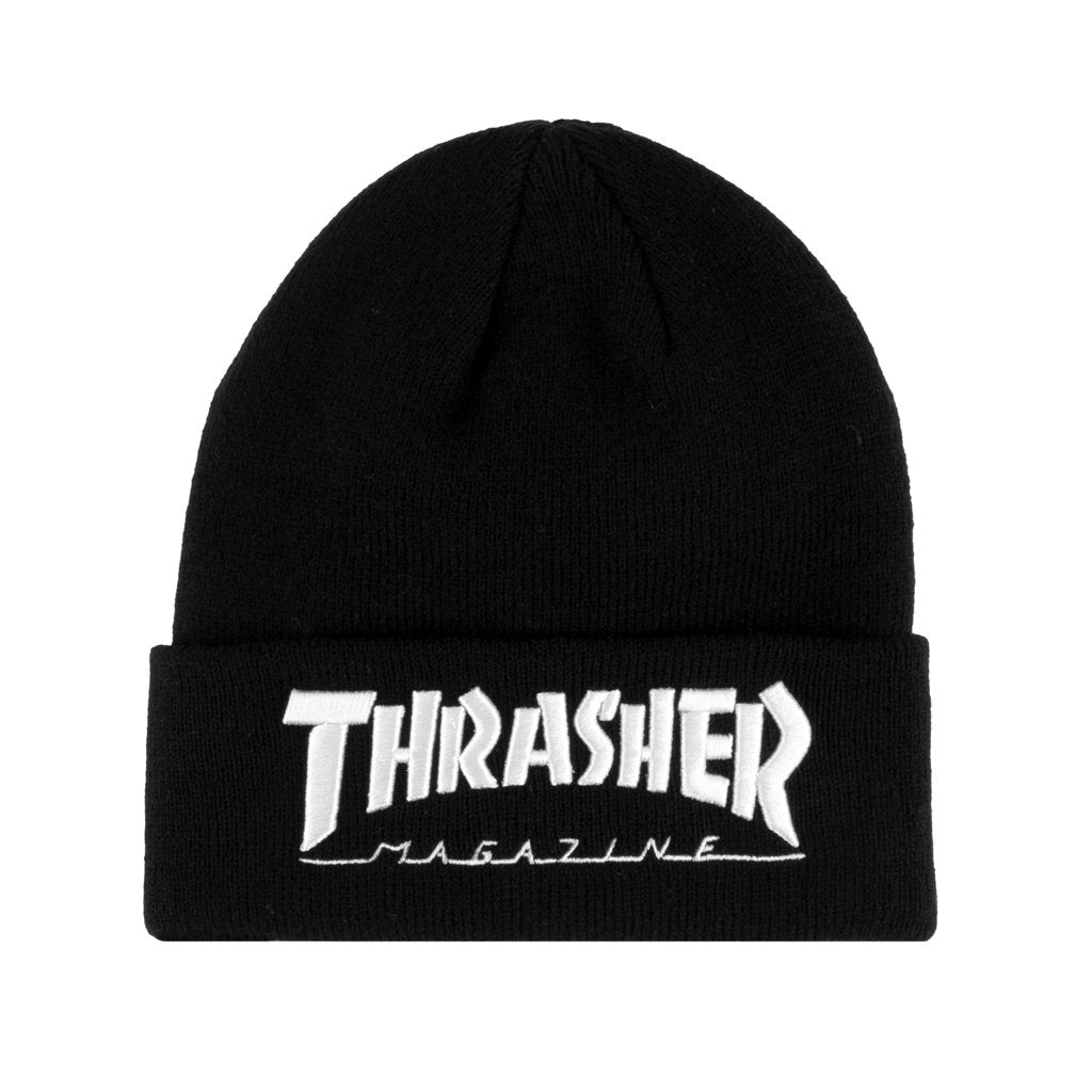 Black/White Embroidered Thrasher Magazine Beanie