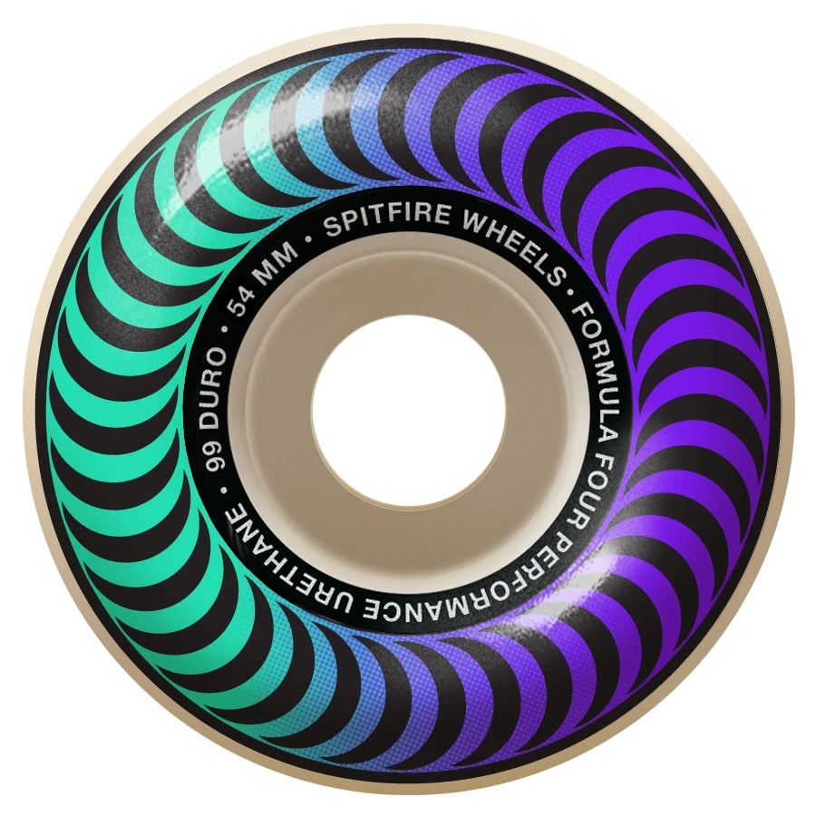 Spitfire Formula Four Classic Faders 99D Skateboard Wheels - Teal Print