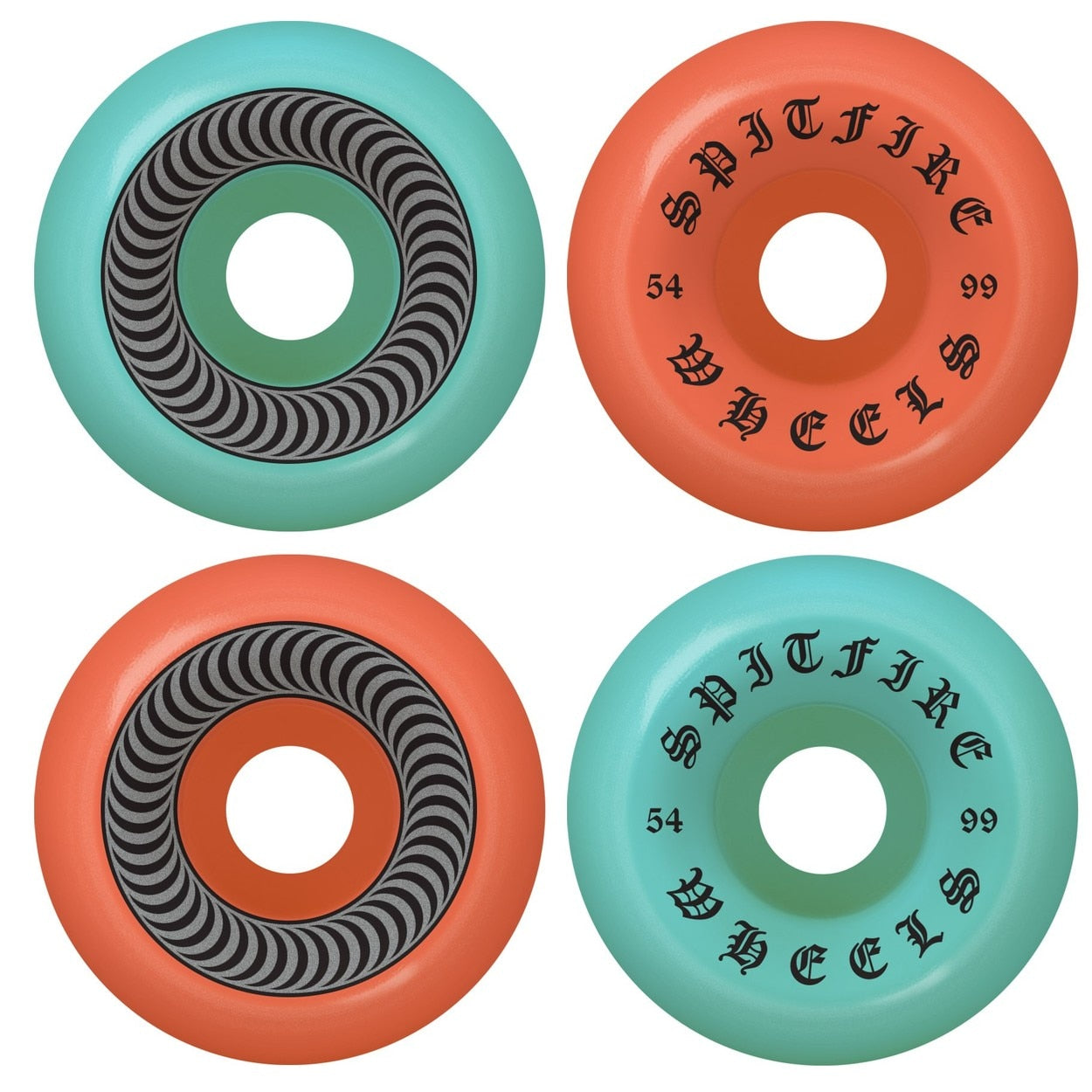 Spitfire 99D OG Classic Mashup Skateboard Wheels - Ice Blue/Aurora Red