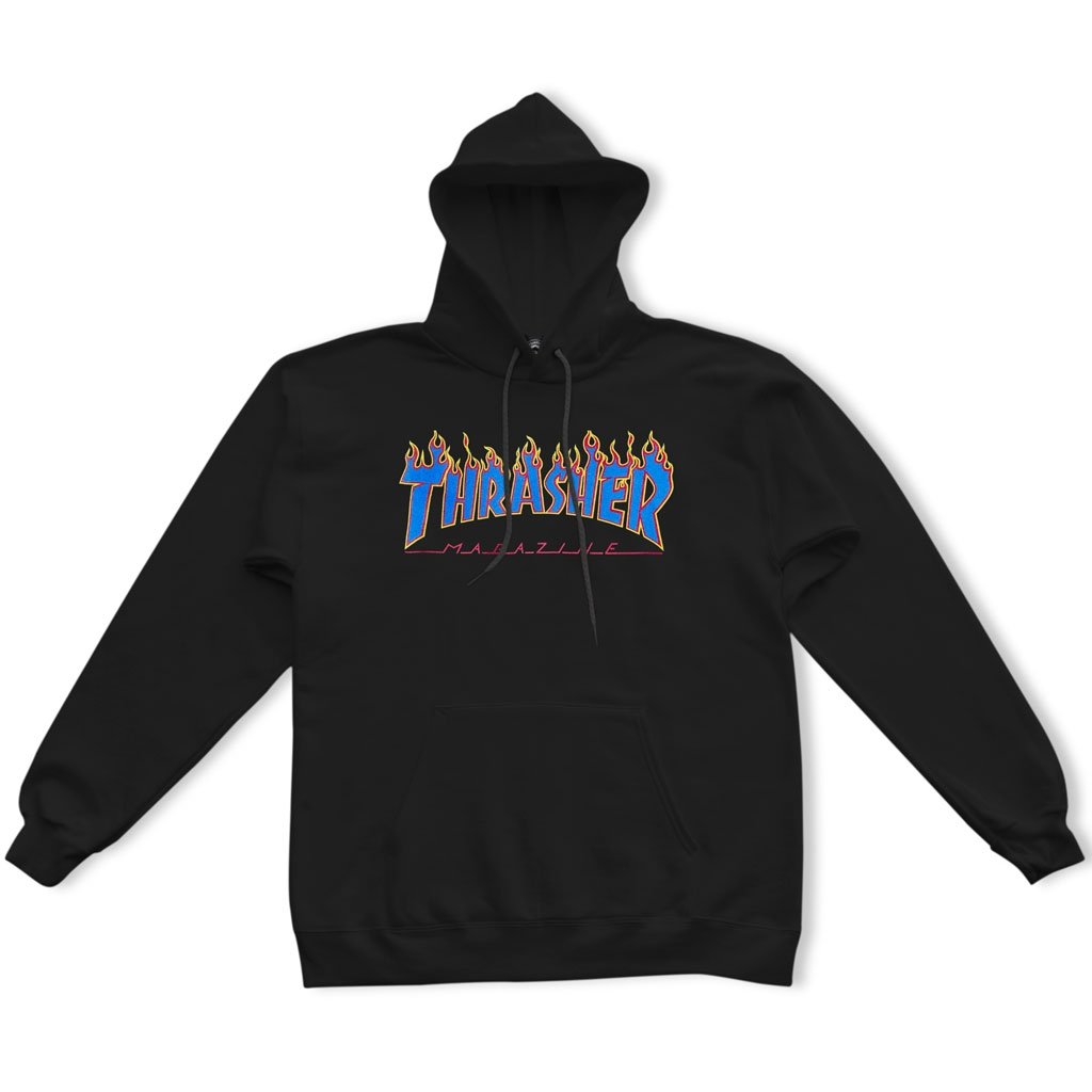 Black/Blue Flame Thrasher Magazine Hoodie