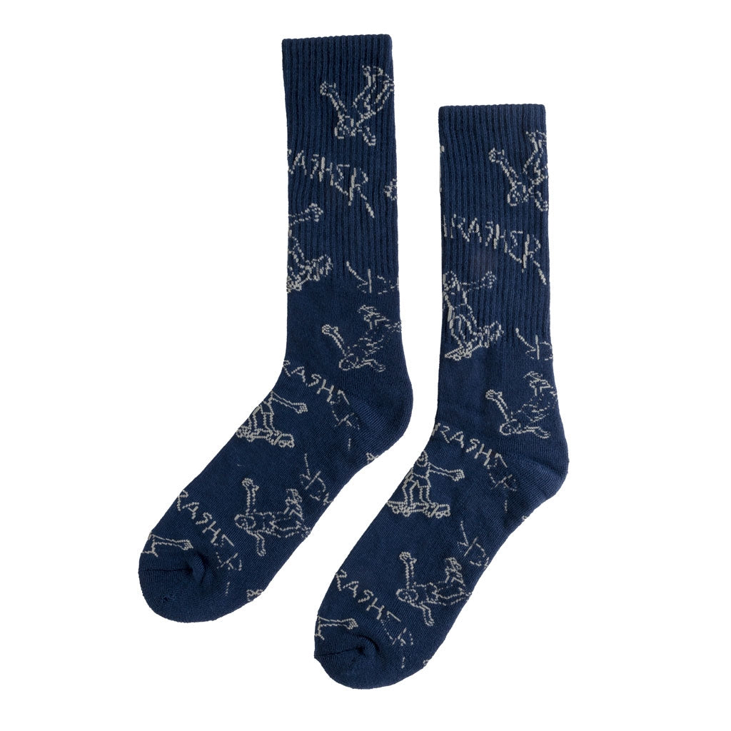 Gonz Navy Thrasher Magazine Crew Socks