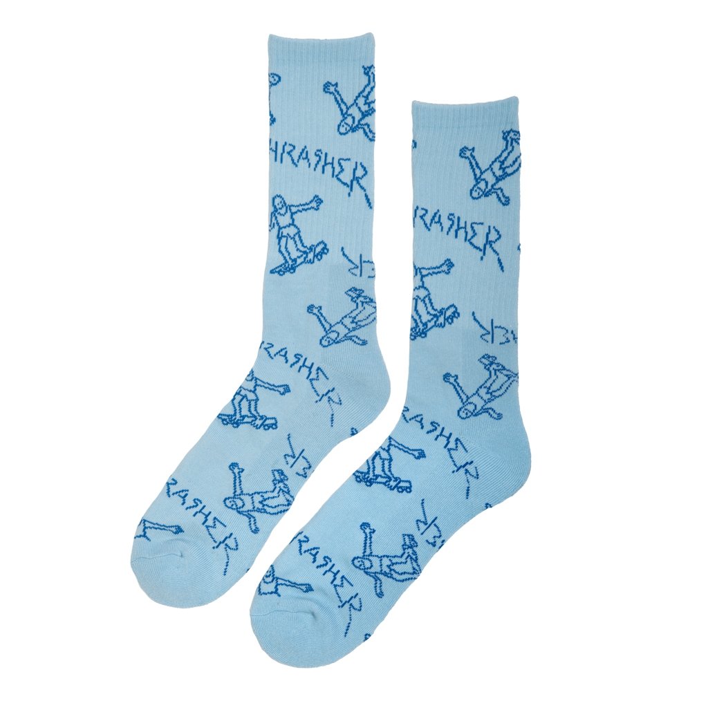 Light Blue Gonz Logo Thrasher Magazine Crew Socks