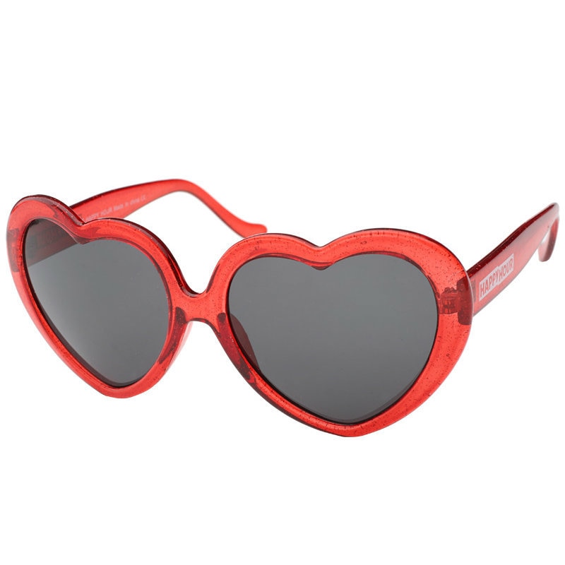 Happy Hour Heart Ons Shades - Red Glitter