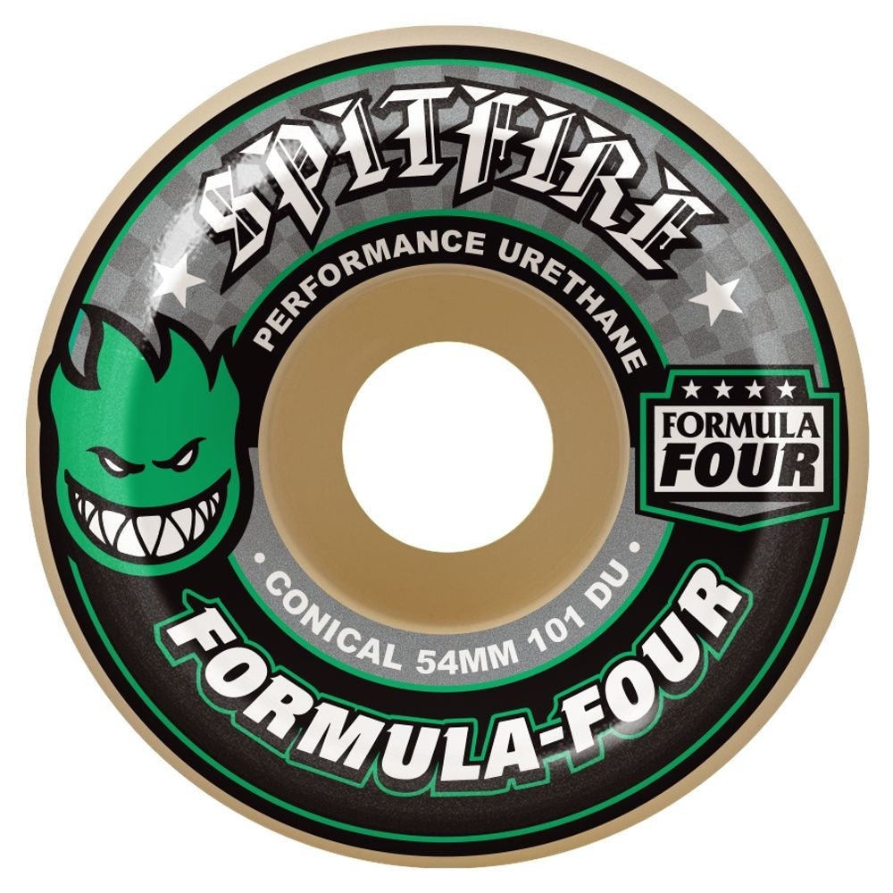 Spitfire Formula Four Conical White/Green 101D Skateboard Wheels