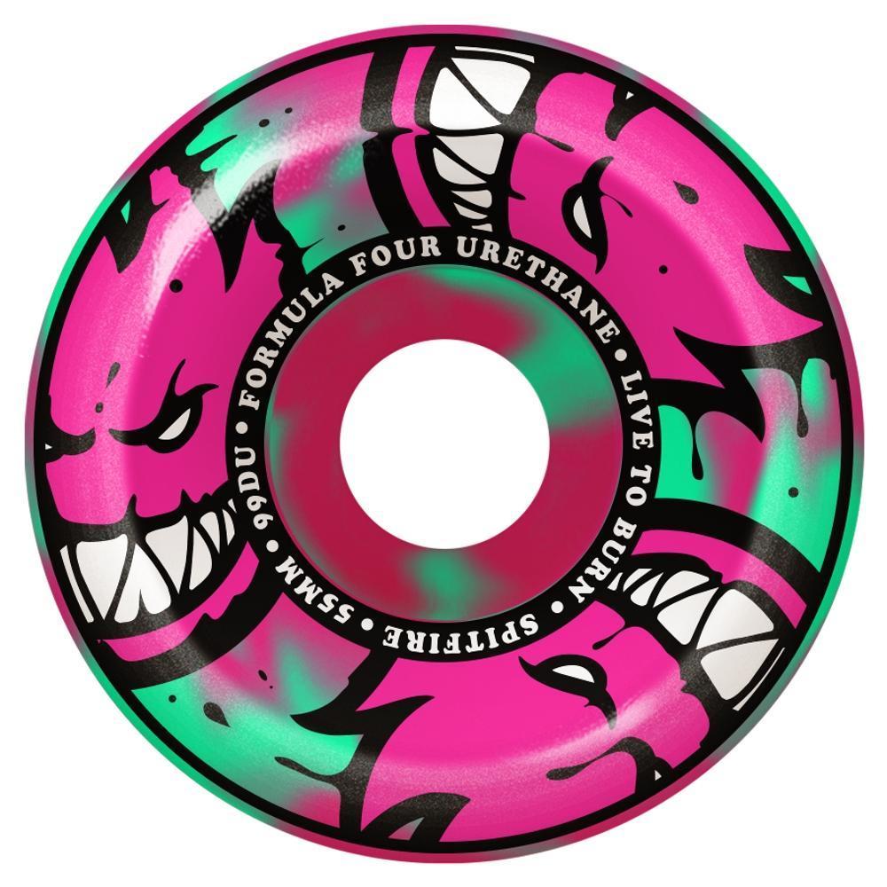 Spitfire Formula Four 99D Afterburners Pink/Mint Swirl Conical Full Skateboard Wheels