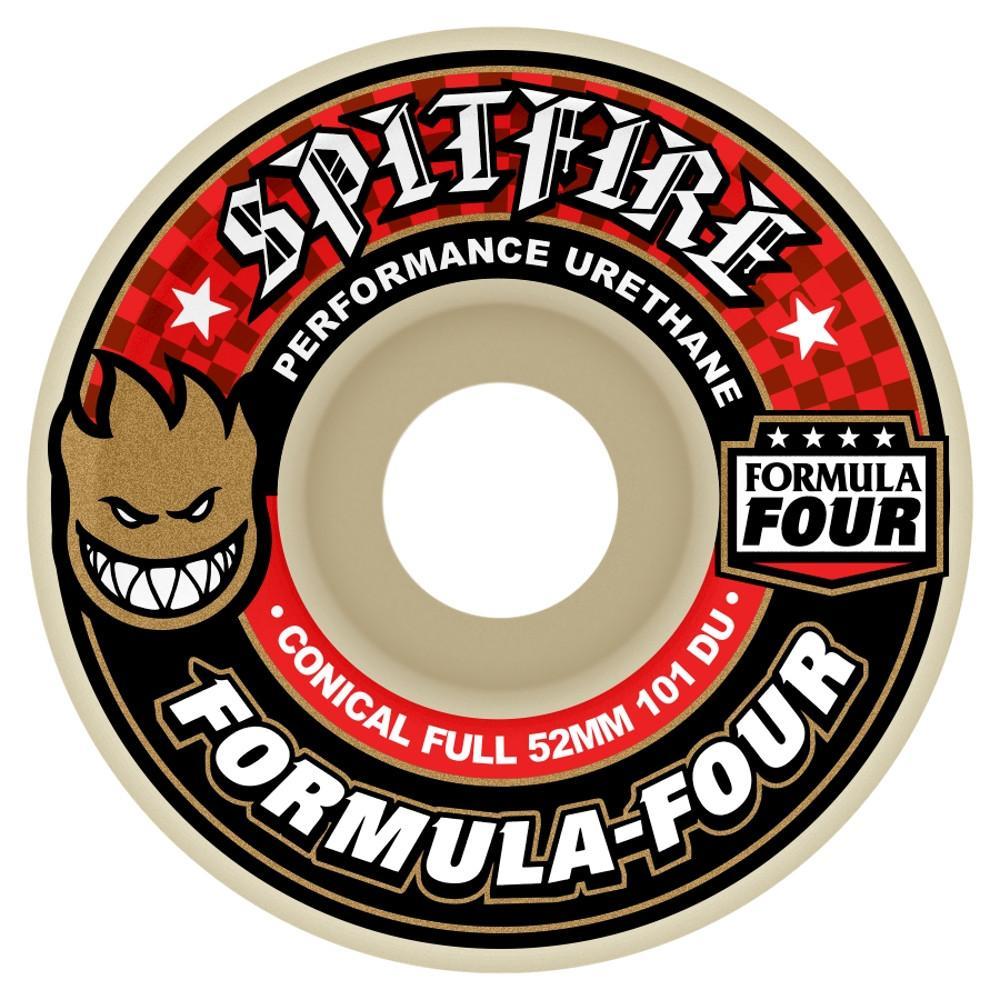 Spitfire Formula Four 101D White/Red Conical Full Skateboard Wheels