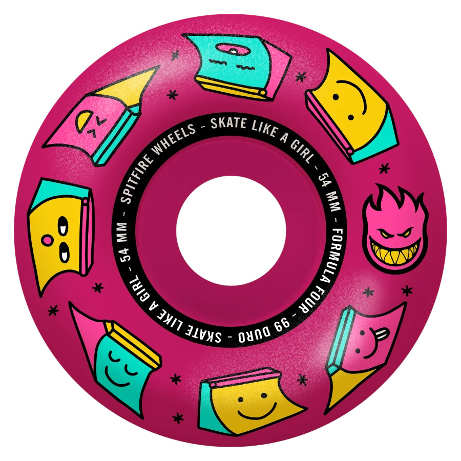Pink Skate Like a girl Radial Spitfire F4 99D Skateboard Wheels