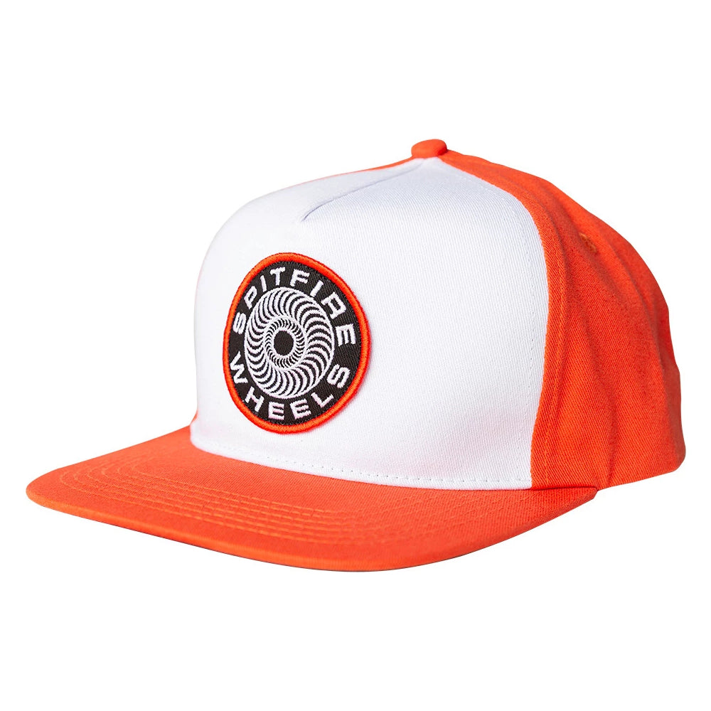 Orange/White Classic 87' Spitfire Wheels Swirl Snapback