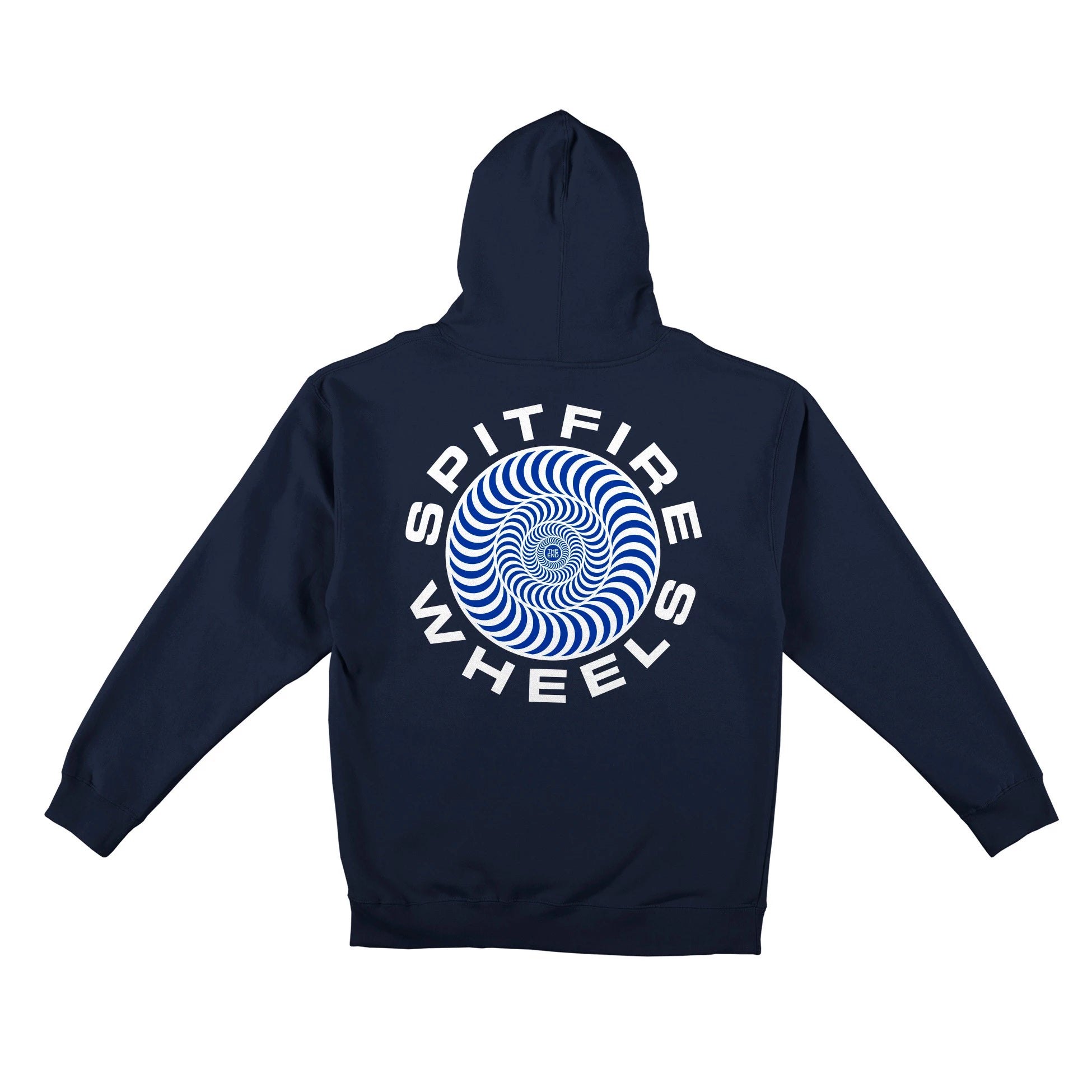 Navy/White Classic 87' Swirl Spitfire Wheels Pullover Sweatshirt Back